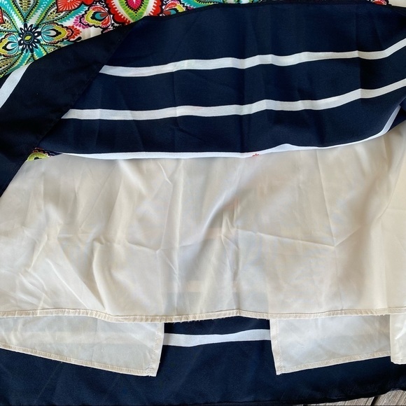 Eliza J Floral Striped Halter Maxi Dress Size 4 Bright Gold Chain Neckline GUC - Picture 11 of 14